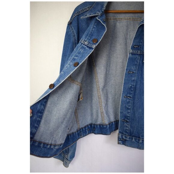Vintage Rugged Wear Blue Denim Button Down Trucker Jacket Size XL - Picture 11 of 16